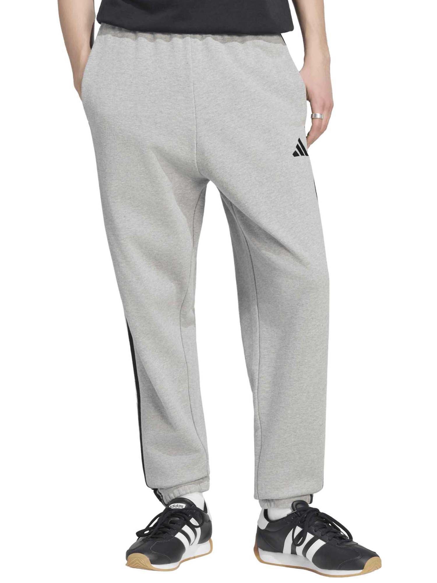 Pantalone uomo Adidas Essentials 3 Stripes grigio sportivo